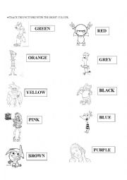 English Worksheet: colour cartoons