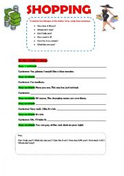 English Worksheet: AT THE CLOTHESSHOP