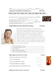 English Worksheet: Food/Daily activities