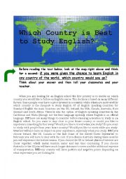 English Worksheet: Which Country is The Best to Learn English?