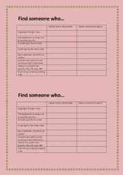 English Worksheet: Find someone who - Present Continuous