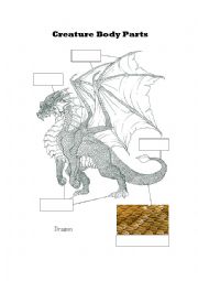 English Worksheet: Creature Body Parts II - Dragon