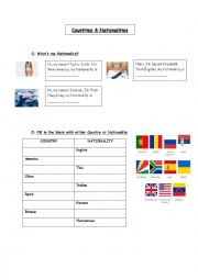 English Worksheet: Countries and Nationalities