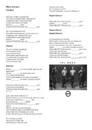 English Worksheet: The Mend - Where were you?