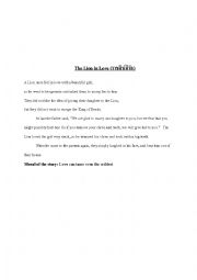 English Worksheet: The lion in love
