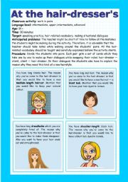 English Worksheet: At the hairdressers - speaking activity