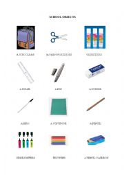 English Worksheet: SCHOOL OBJECTS