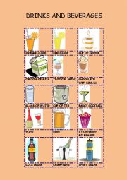English Worksheet: DRINKS AND BEVERAGES