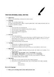 English Worksheet: Tips writing informal email