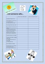 English Worksheet: Find someone who