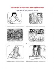 English Worksheet: What cant they do?