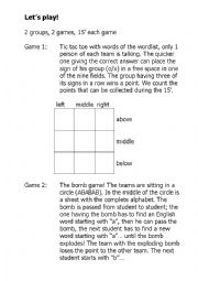 English Worksheet: Game lesson to train vocabulary