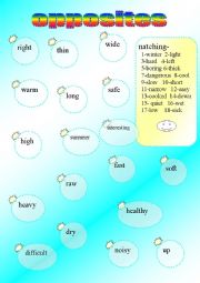 English Worksheet: opposites matching activity