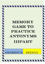 MEMORY GAME OPPOSITES