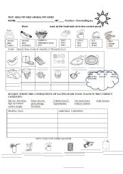 English Worksheet: TEST: FOOD 