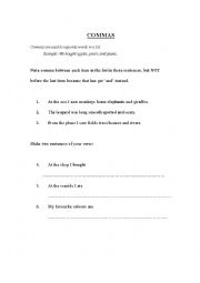 English Worksheet: Commas