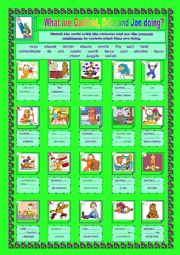 English Worksheet: What are Garfield, Odie and Jon doing? (part 2)