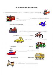 English Worksheet: Modes of Transportation