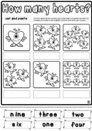 English Worksheet: Numbers CUT & PASTE