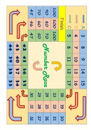 English Worksheet: Numbers race board game