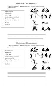 English Worksheet: What are the children doing?