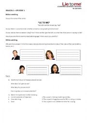 SERIES worksheet LIE TO ME season 1 chapter 1 