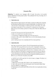 English Worksheet: Case Studies - Conversation Class