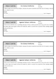 English Worksheet: School Uniform - Attack Cards