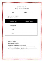 English Worksheet: Flow of water through soil