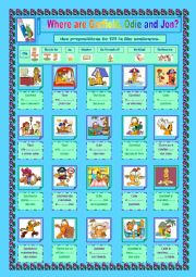 English Worksheet: Where are Garfield, Odie and Jon?