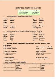 English Worksheet: Countries and nationalities