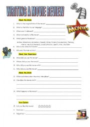 English Worksheet: Writing a Movie Review