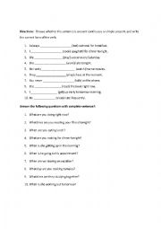 English Worksheet: Present simple vs present continuous