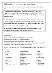 English Worksheet: Jamie Oliver- nugget experiment epic failure