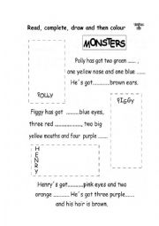 English Worksheet: My monster