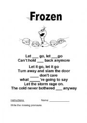 English Worksheet: Frozen song chorus