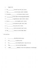 English Worksheet: subject verb agreement
