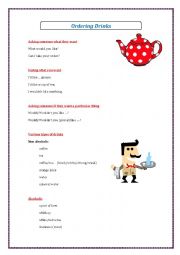 English Worksheet: vocabulary detailing how to order a drink