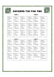 English Worksheet: Tic Tac Toe with Adverbs