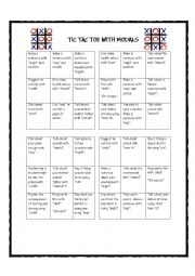 English Worksheet: Tic Tac Toe with Modals