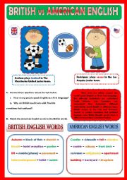 English Worksheet: BRITISH vs AMERICAN ENGLISH 