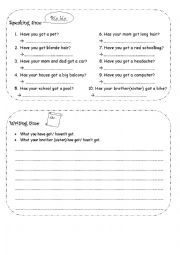 English Worksheet: Speaking practice