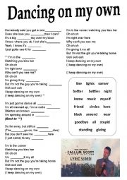 English Worksheet: dancing on my own