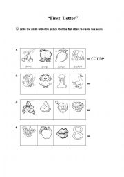 English Worksheet: First Letter