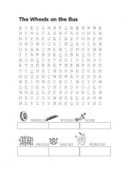 English Worksheet: The wheels on the bus wordsearch 