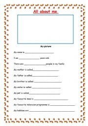 English Worksheet: All about me