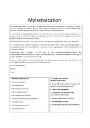 English Worksheet: My last vacation