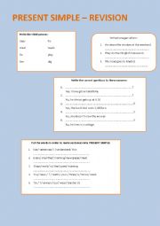 English Worksheet: PRESENT SIMPLE I