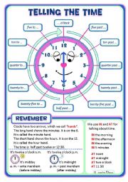 English Worksheet: Telling the Time Poster