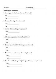 answering yes no questions worksheet